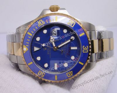 41mm Rolex Submariner Watches 2-tone blue Ceramic Bezel Replica watch